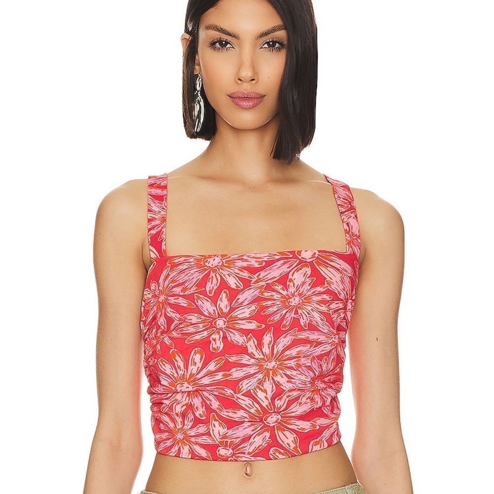 Free People NWT All Tied Up Tank in Red Combo Size Large